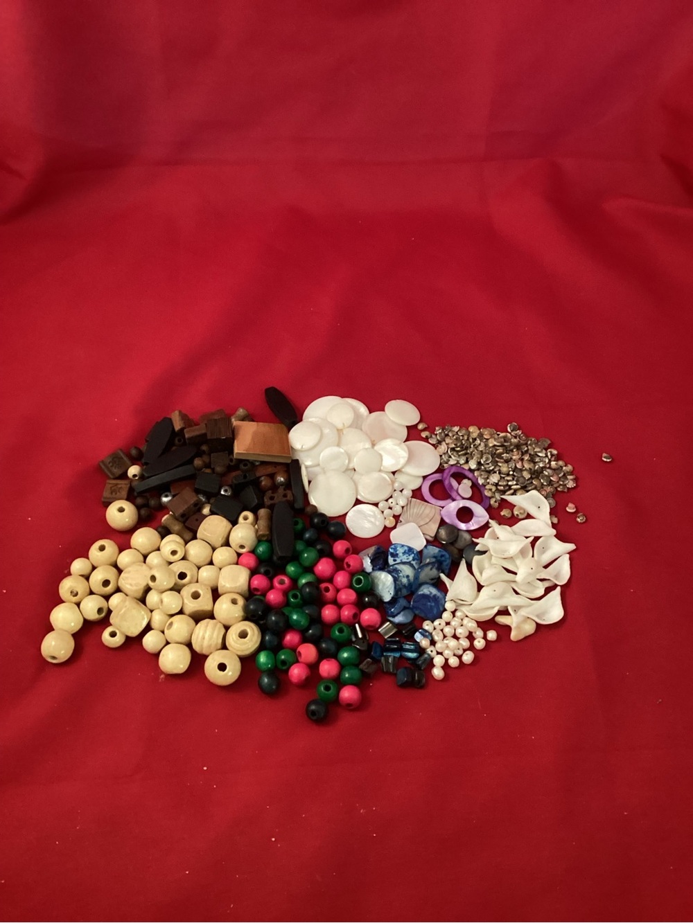 211 grams of Shell and Wood beads for Craft or jewelry making